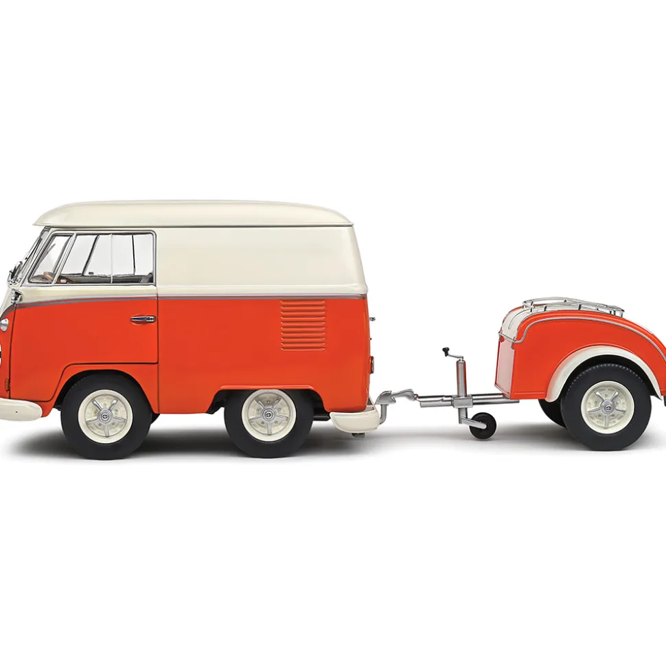 1950 Kool Kombi & Trailer - Orange 1:18 Scale Diecast Model Car by Solido