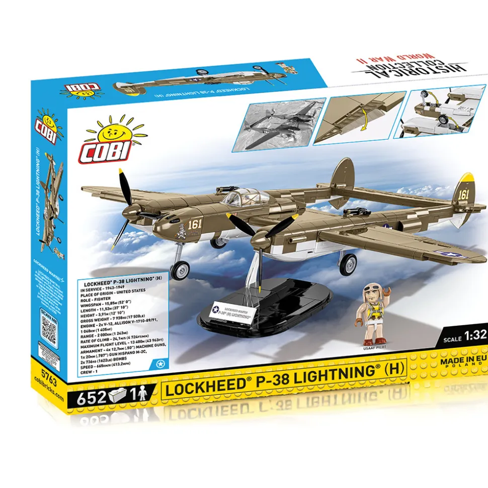 Lockheed P-38 Lightning (H) Fighter Building Brick Set 1:32 Scale by Cobi Toys