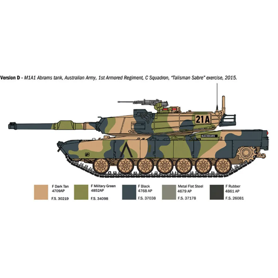 M1A1/A2 Abrams 1/35 Kit 1:35 Scale Plastic Model Kit by Italeri