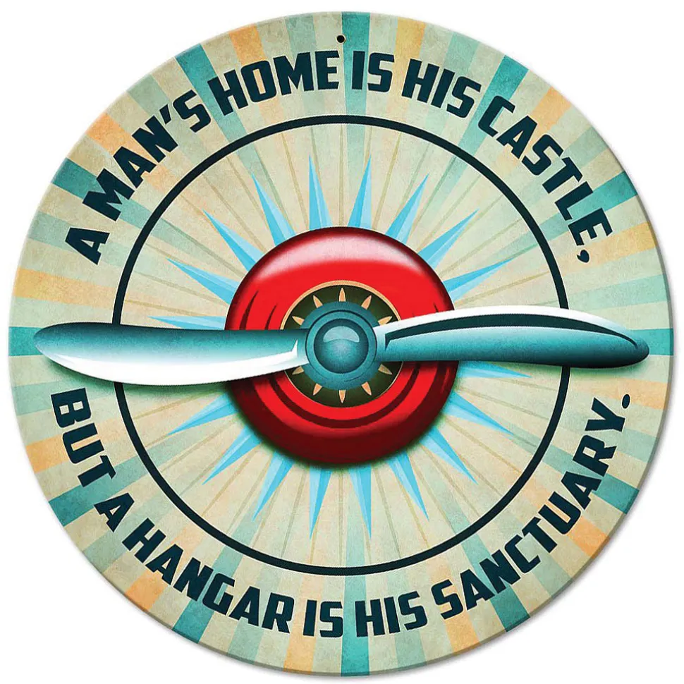 Man's Hangar Round Metal Sign by Vintage Sign Co.