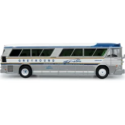 1964 MCI MC-5A Coach: Greyhound Gold Stripe 50th Anniversary 1:87 Scale Diecast Model Bus by Iconic Replicas