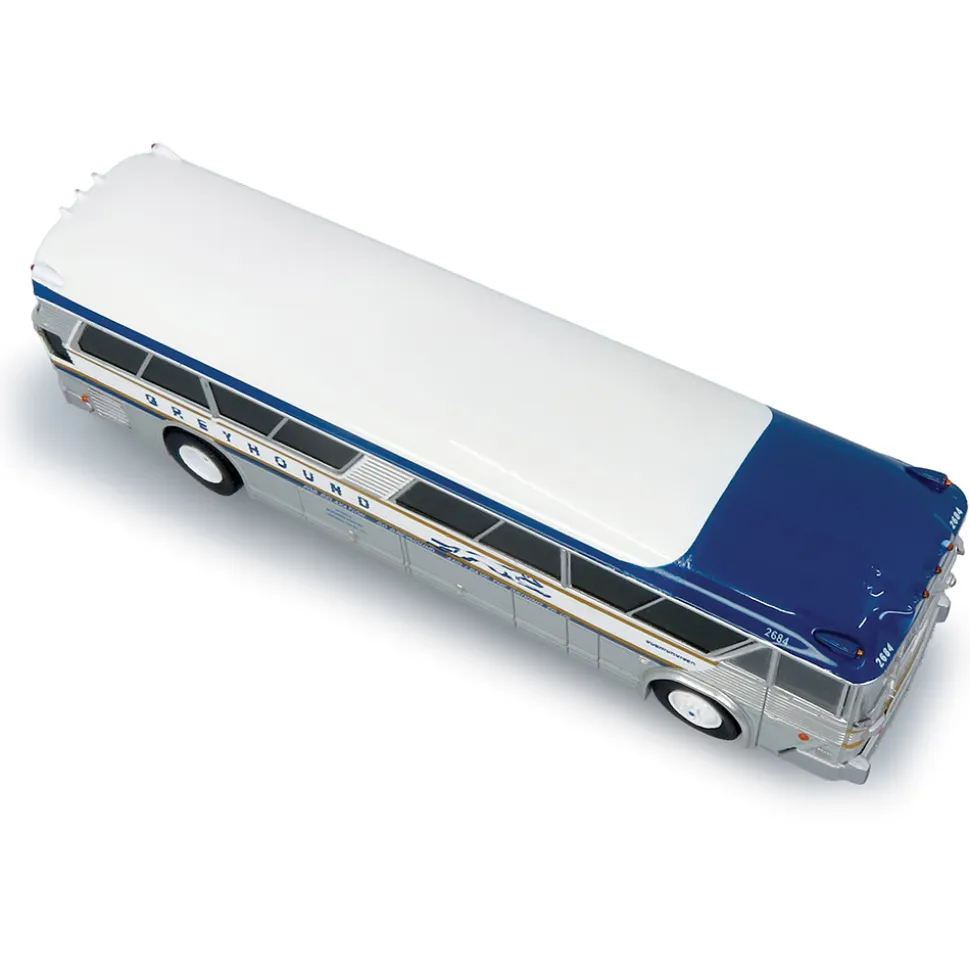 1964 MCI MC-5A Coach: Greyhound Gold Stripe 50th Anniversary 1:87 Scale Diecast Model Bus by Iconic Replicas