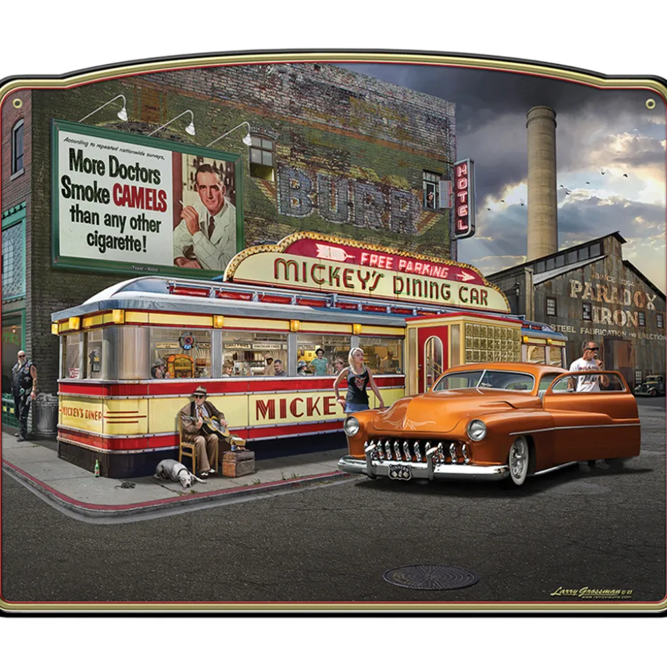 Mickey's Dining Car - Mercury Metal Sign Metal Sign by Reedyville Goods
