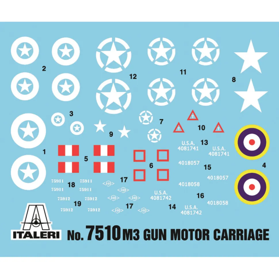 M3 75mm Gun Motor Carriage 1/72 Kit 1:72 Scale Plastic by Italeri