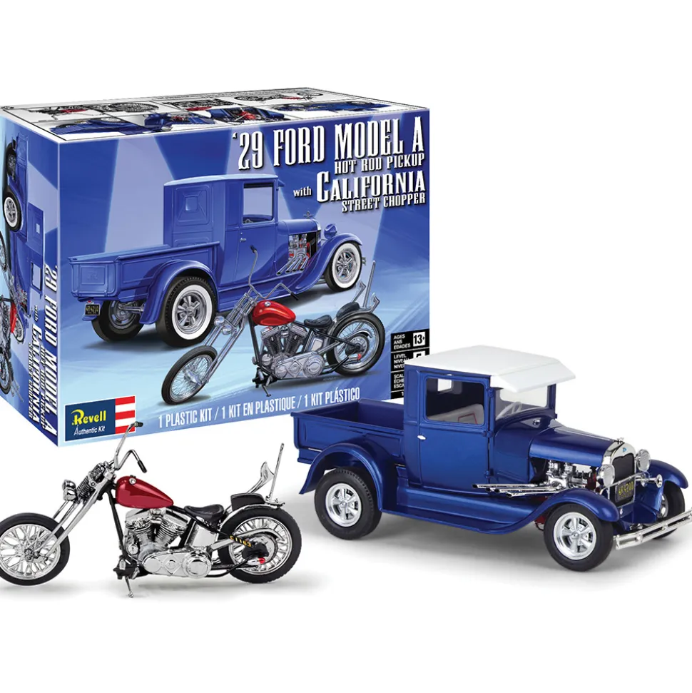 1929 Model A Pickup with California Street Chopper Model Kit 1:25 Scale Plastic Model Kit by Revell