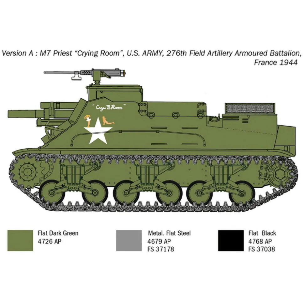 M7 Priest Howitzer Motor Carriage 1/35 Kit 1:35 Scale Plastic Model Kit by Italeri
