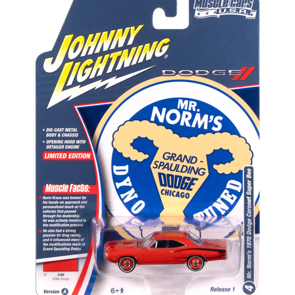 1979 Mr. Norm's Dodge Super Bee - Hemi Orange w/Black “C” Stripe 1:64 Scale Diecast Model Car by Johnny Lightning