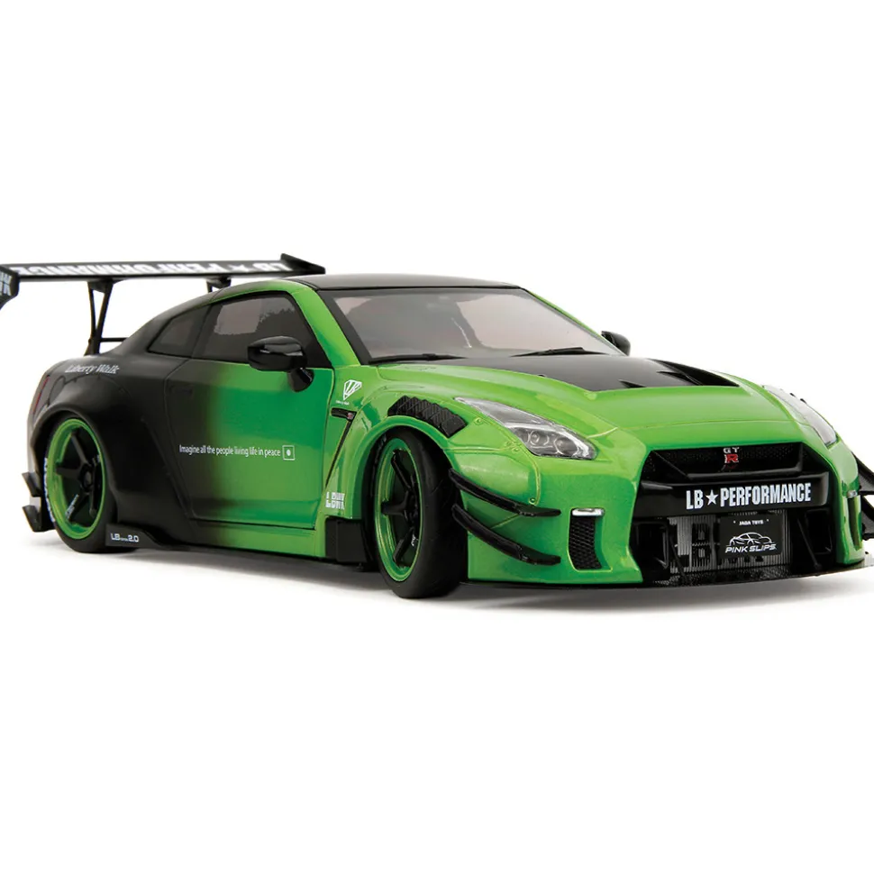 Nissan GT-R (R35) Liberty Walk - Pink Slips Metallic Green 1:18 Scale Diecast Model Car by Pink Slips