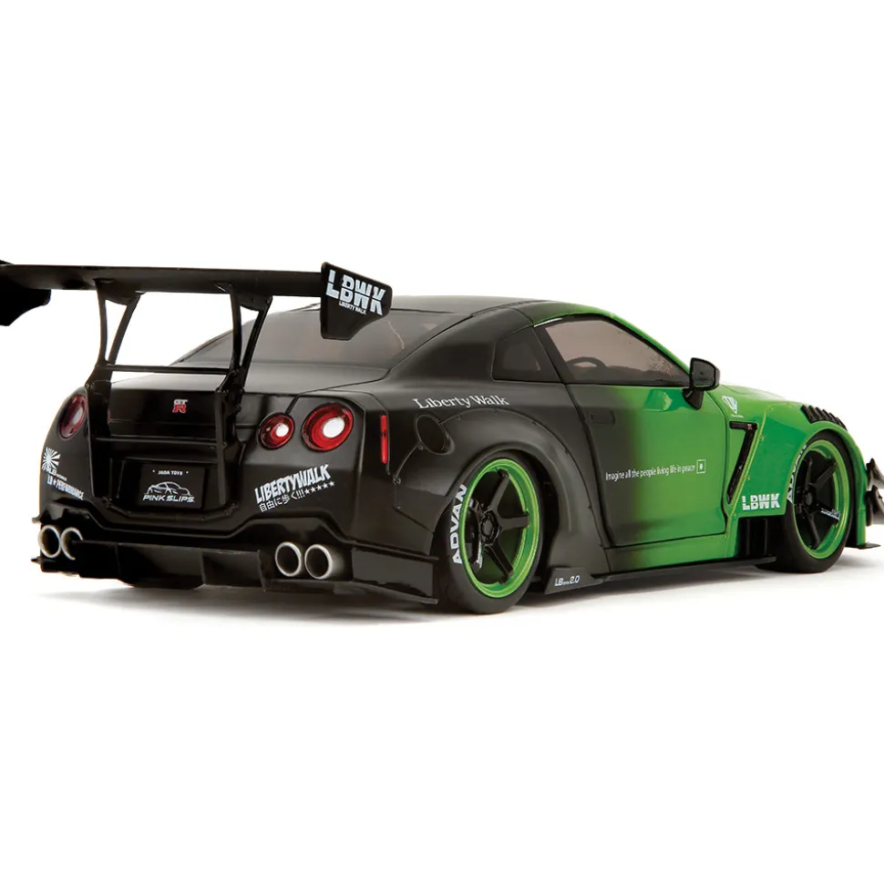 Nissan GT-R (R35) Liberty Walk - Pink Slips Metallic Green 1:18 Scale Diecast Model Car by Pink Slips