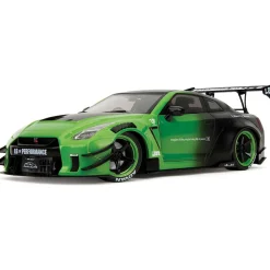 Nissan GT-R (R35) Liberty Walk - Pink Slips Metallic Green 1:18 Scale Diecast Model Car by Pink Slips