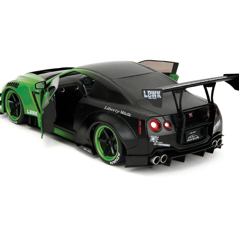 Nissan GT-R (R35) Liberty Walk - Pink Slips Metallic Green 1:18 Scale Diecast Model Car by Pink Slips