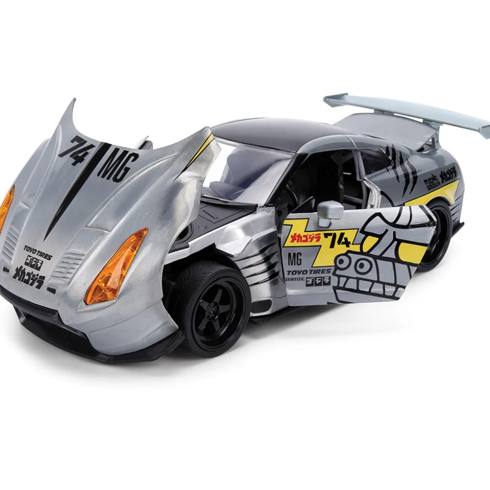 2009 Nissan GT-R (R35) W/Mechagodzilla Diecast Figure 1:24 Scale Diecast Model Car by Jada Toys