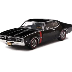 1968 Oldsmobile 442 W-30 - Ebony Black w/ Red Stripes 1:43 Scale Diecast Model Car by IXO Models