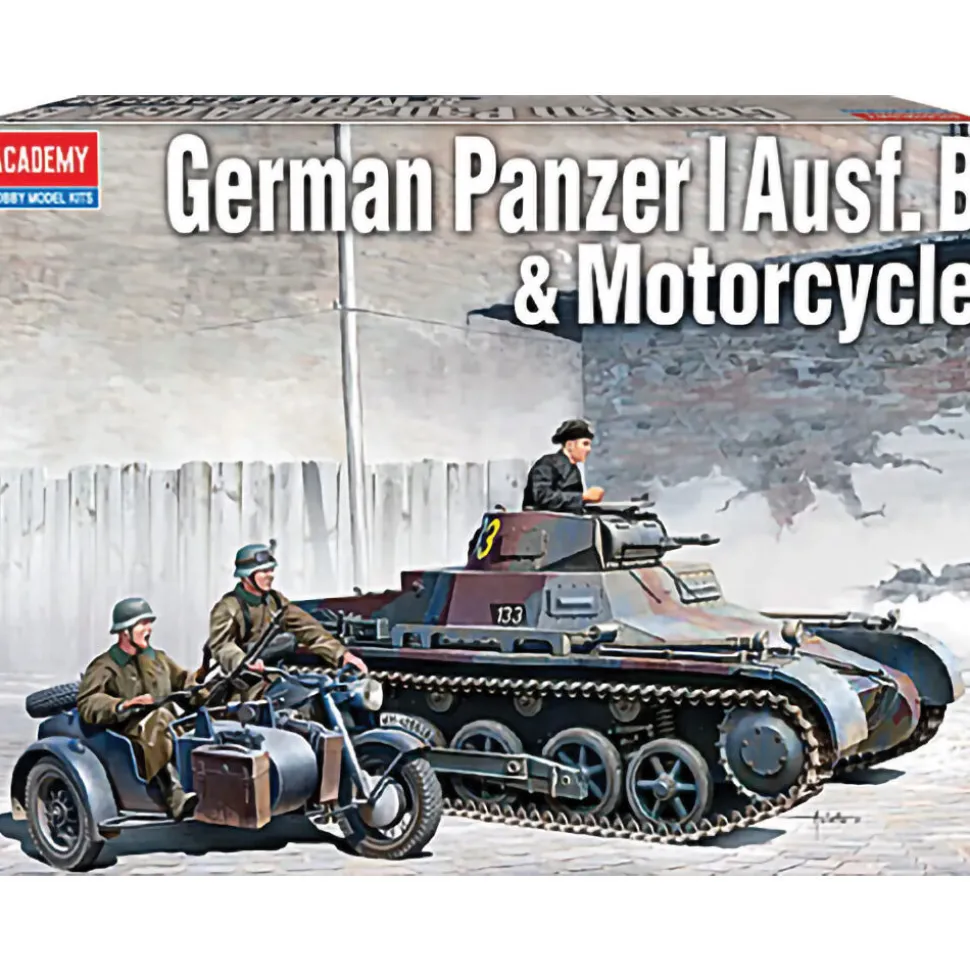 Panzer I Ausf. B & Motorcycle 1/35 Kit Academy (13556) 1:35 scale Plastic by Academy