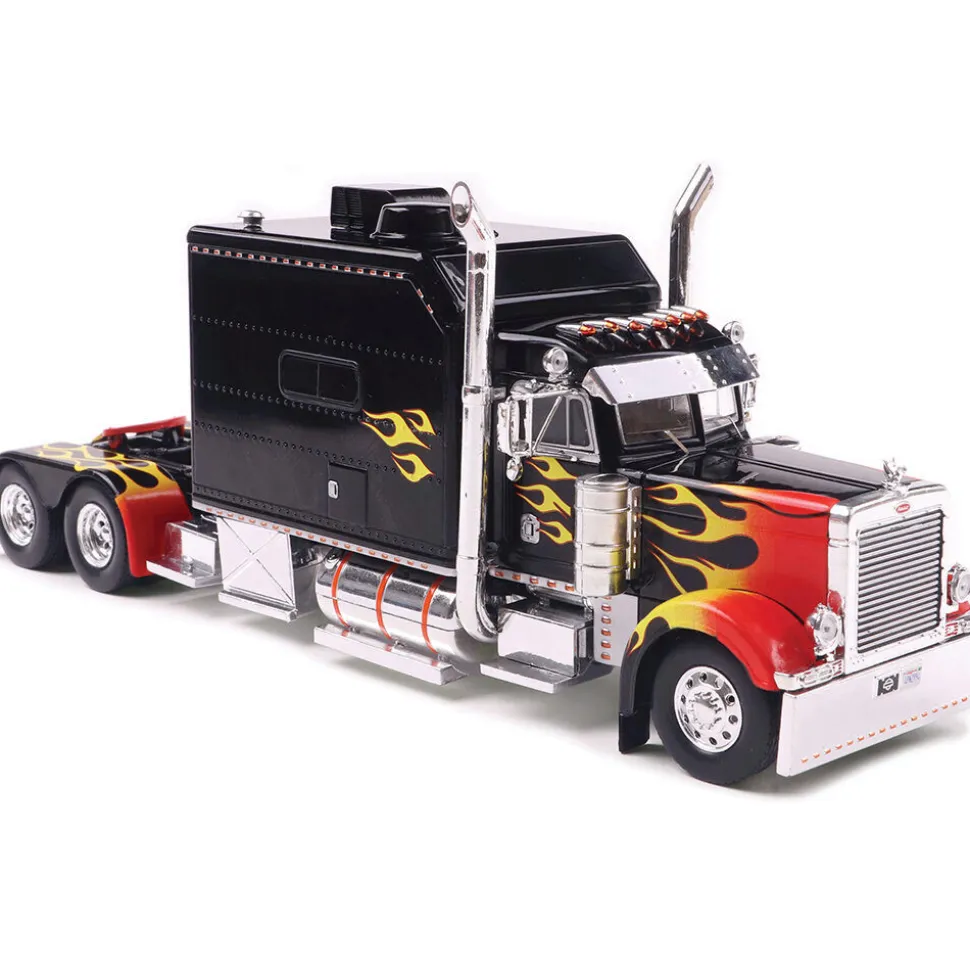 2002 Peterbilt 379 Custom - Black w/ Flames 1:43 Scale Diecast Model Truck by IXO Models