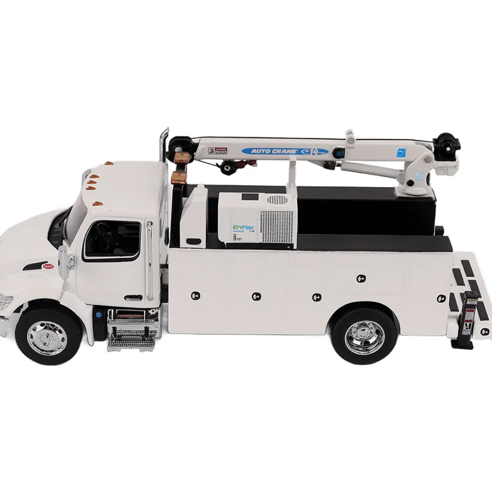 Peterbilt Model 536 Auto-Crane Titan85-Body HC14-Crane Work Truck with Miller EnPak - White 1:50 Scale Diecast Model Truck by Diecast Masters