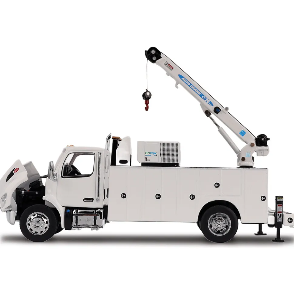 Peterbilt Model 536 Auto-Crane Titan85-Body HC14-Crane Work Truck with Miller EnPak - White 1:50 Scale Diecast Model Truck by Diecast Masters