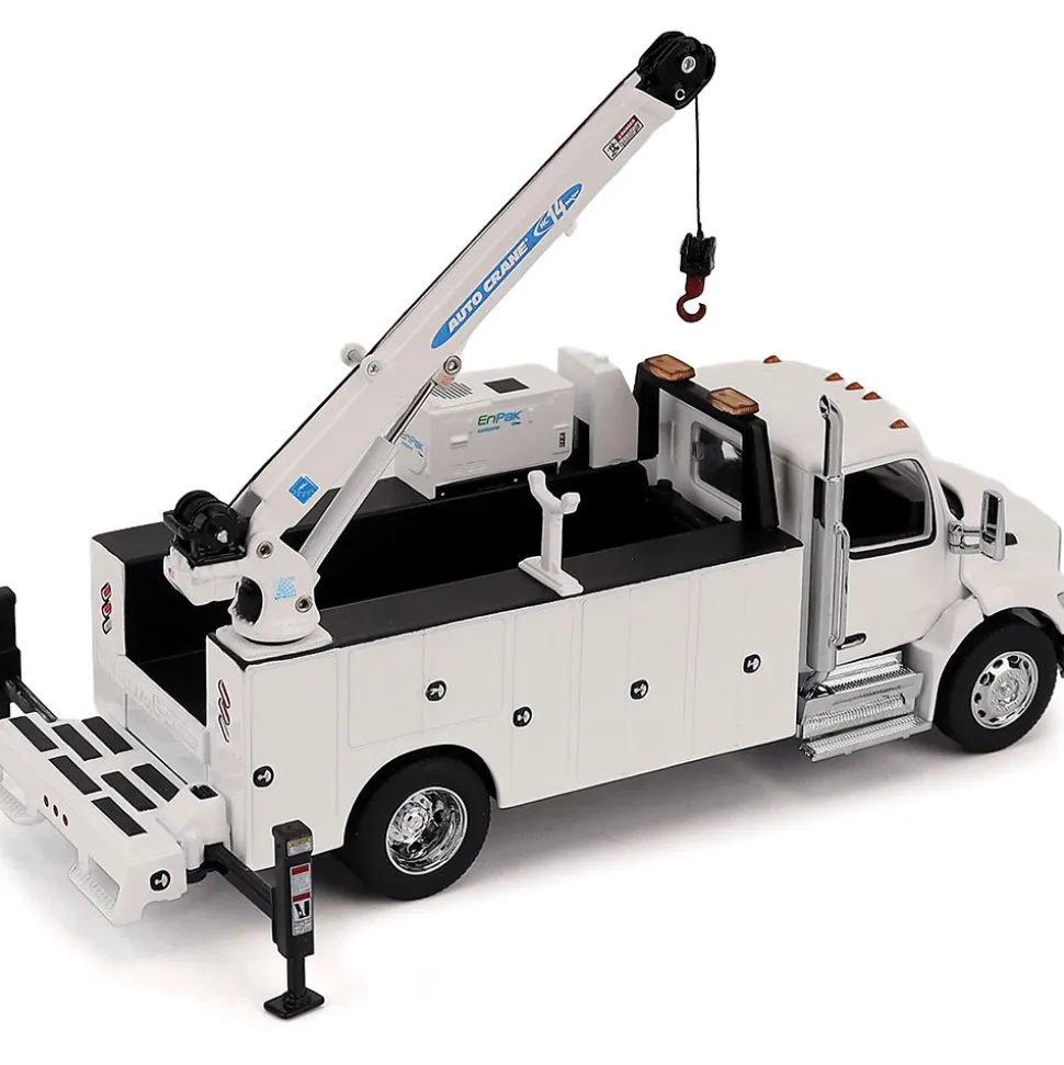 Peterbilt Model 536 Auto-Crane Titan85-Body HC14-Crane Work Truck with Miller EnPak - White 1:50 Scale Diecast Model Truck by Diecast Masters