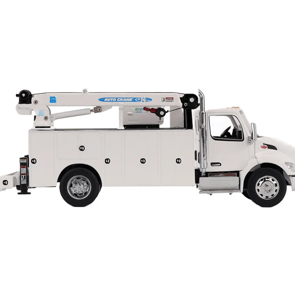 Peterbilt Model 536 Auto-Crane Titan85-Body HC14-Crane Work Truck with Miller EnPak - White 1:50 Scale Diecast Model Truck by Diecast Masters
