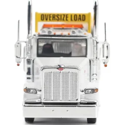 Peterbilt Model 589 BBC Day-Cab Tridem-Axle Truck Tractor & 1:64 Trail King TK170 Hydraulic Detachable Gooseneck Lowboy 1:64 Scale Diecast Model Truck by Diecast Masters