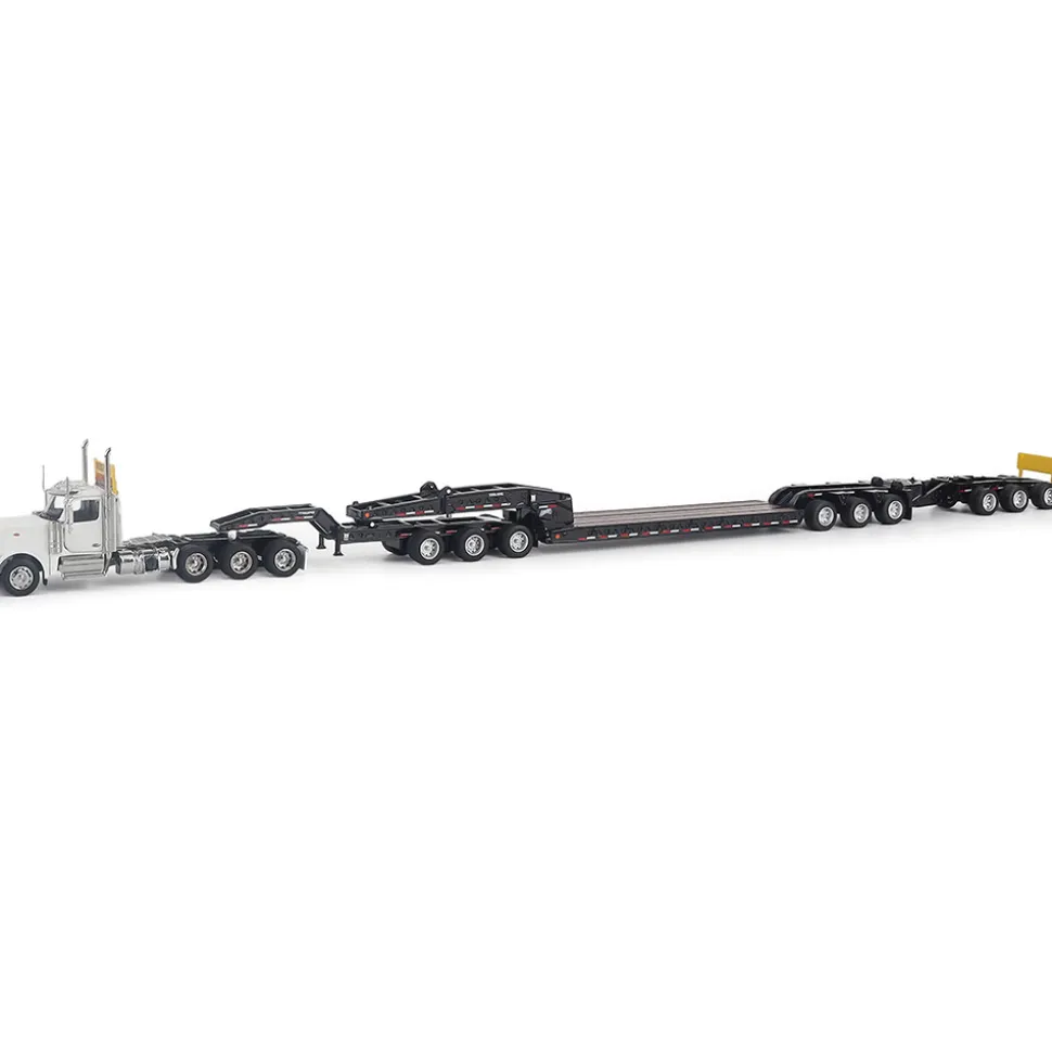 Peterbilt Model 589 BBC Day-Cab Tridem-Axle Truck Tractor & 1:64 Trail King TK170 Hydraulic Detachable Gooseneck Lowboy 1:64 Scale Diecast Model Truck by Diecast Masters