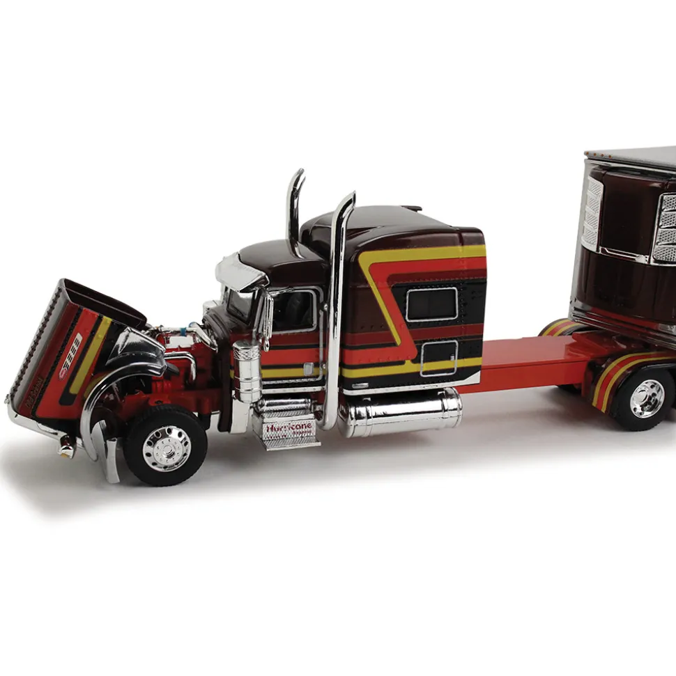 Peterbilt Model 389 Hurricane Express 70" Mid-Roof Sleeper & 53' Utility Trailer with Reefer 1:64 Scale Diecast Model Truck by Diecast Promotions