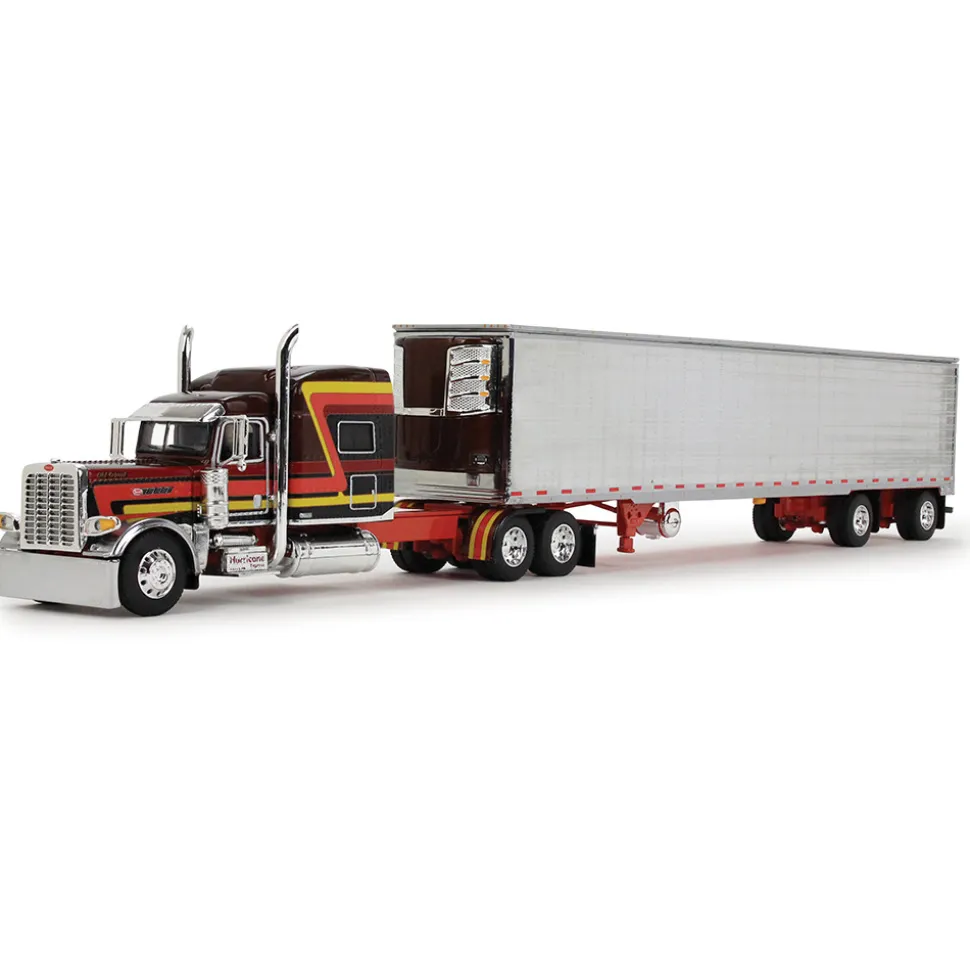 Peterbilt Model 389 Hurricane Express 70" Mid-Roof Sleeper & 53' Utility Trailer with Reefer 1:64 Scale Diecast Model Truck by Diecast Promotions