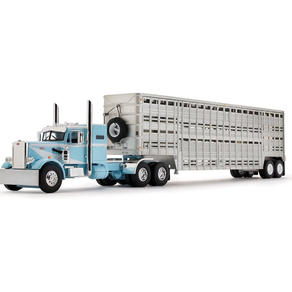 Peterbilt Model 351 36” Vintage Sleeper & Wilson Livestock Trailer 1:64 Scale Diecast Model Truck by Diecast Promotions