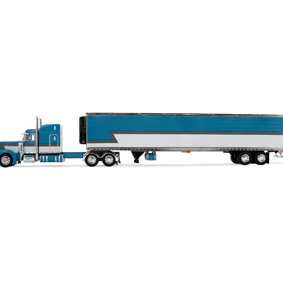 Peterbilt Model 379 with 63” Mid-Roof Sleeper & 53' Utility Trailer with Reefer - Tway Rose Transport 1:64 Scale Diecast Model Truck by Diecast Promotions