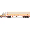 1973 Peterbilt 359 - Orange And Cream With Modern Trailer 1:64 Scale Diecast Model Truck by IXO Models
