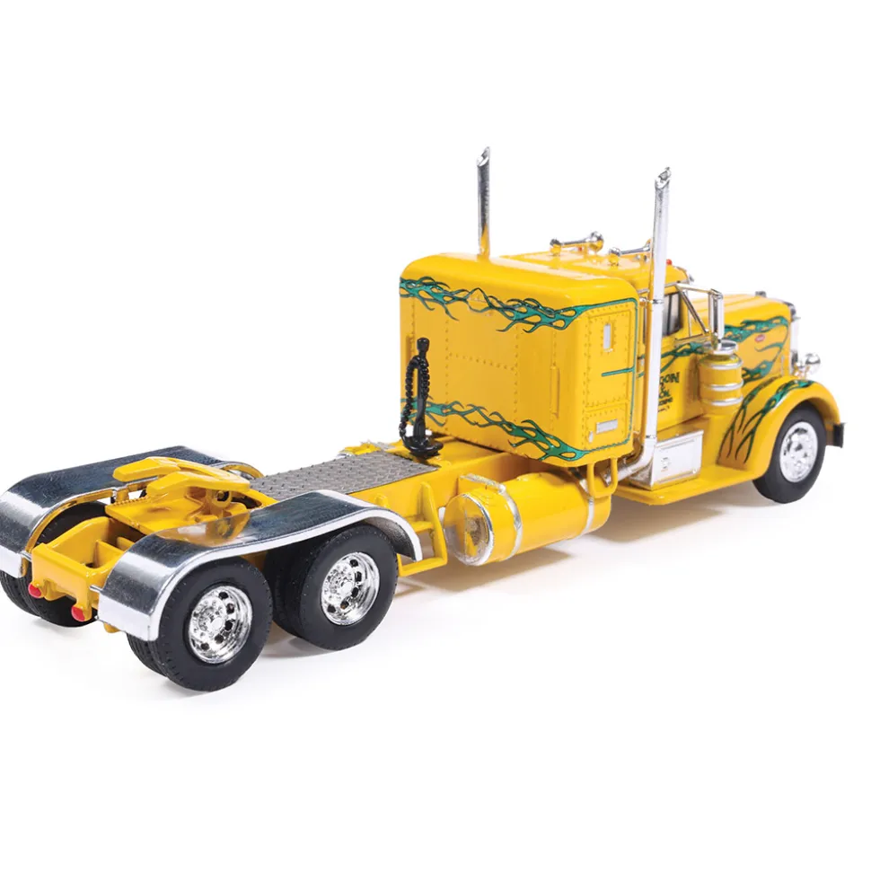 1952 Peterbilt 350 - Yellow with Green Flames 1:64 Scale Diecast Model Truck by IXO Models