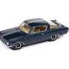 1965 Plymouth Barracuda Formula S - Dark Blue Poly w/Silver Stripe 1:64 Scale Diecast Model Car by Auto World