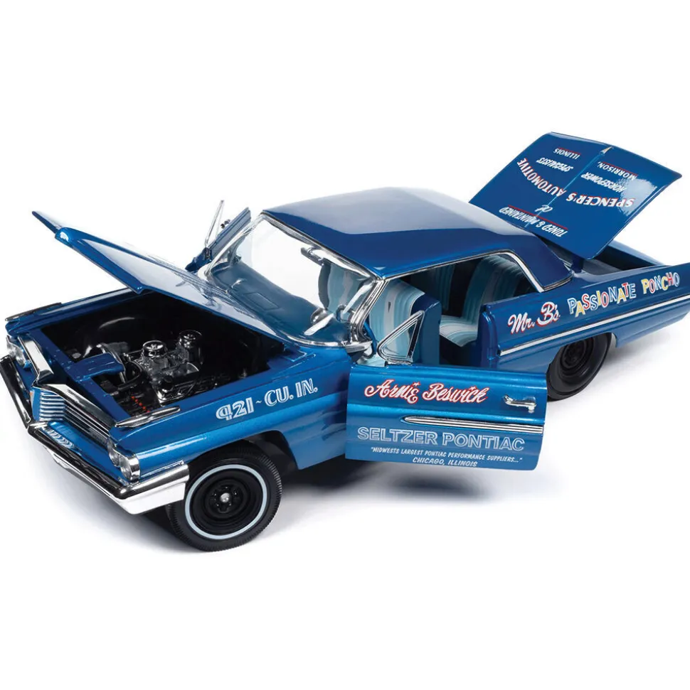 1962 Pontiac Catalina Hardtop Legends of the Quarter Mile Ensign Blue 1:18 Scale Diecast Model Car by Auto World