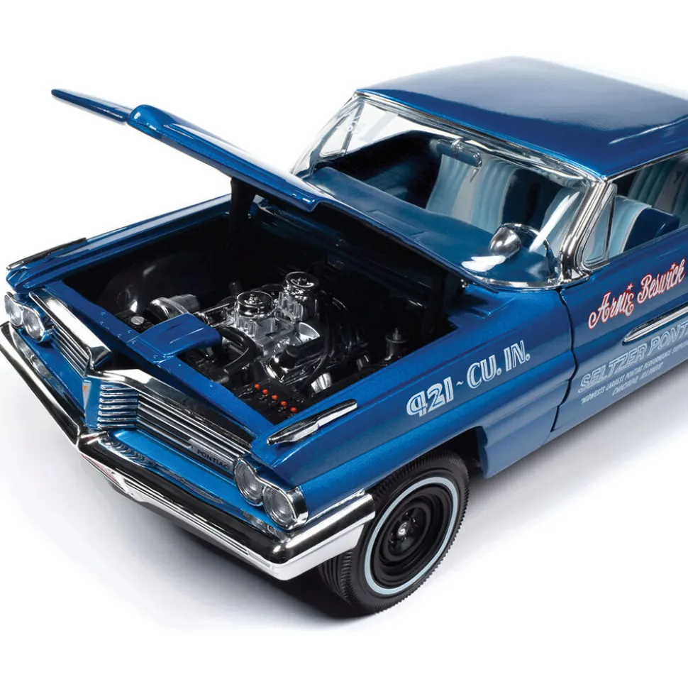 1962 Pontiac Catalina Hardtop Legends of the Quarter Mile Ensign Blue 1:18 Scale Diecast Model Car by Auto World