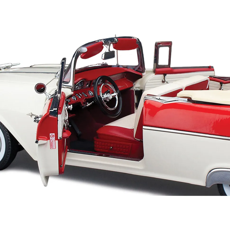 1955 Pontiac Star Chief Open Convertible - Bolero Red/Castle Gray 1:18 Scale Diecast Model Car by Sunstar