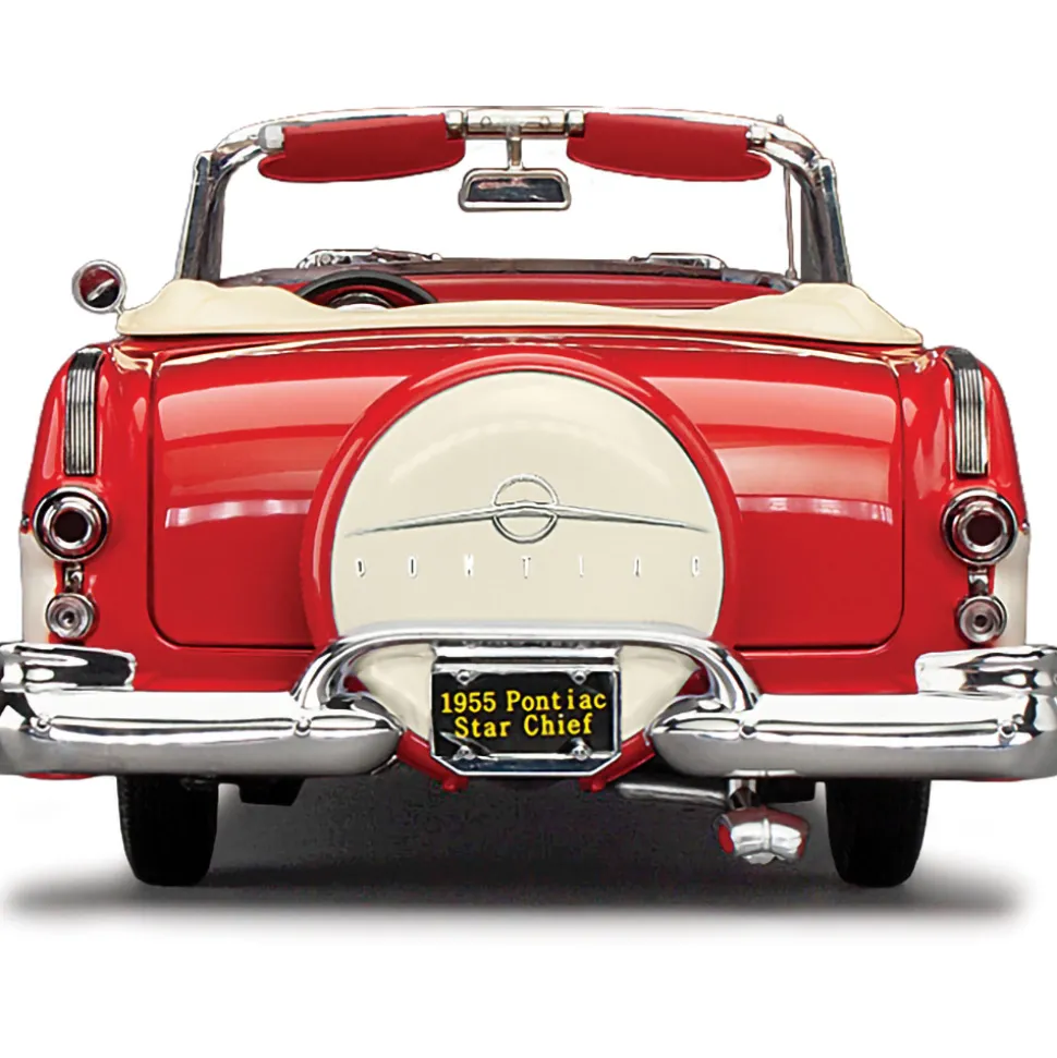 1955 Pontiac Star Chief Open Convertible - Bolero Red/Castle Gray 1:18 Scale Diecast Model Car by Sunstar