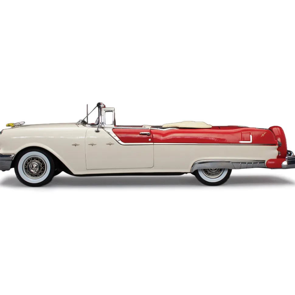 1955 Pontiac Star Chief Open Convertible - Bolero Red/Castle Gray 1:18 Scale Diecast Model Car by Sunstar