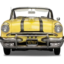 1955 Pontiac Star Chief Open Convertible - White Mist / Avalon Yellow 1:18 Scale Diecast Model Car by Sunstar