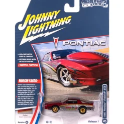 1987 Pontiac Trans Am King of the Jungle - Metallic Red w/Silver & Gold 1:64 Scale Diecast Model Car by Johnny Lightning