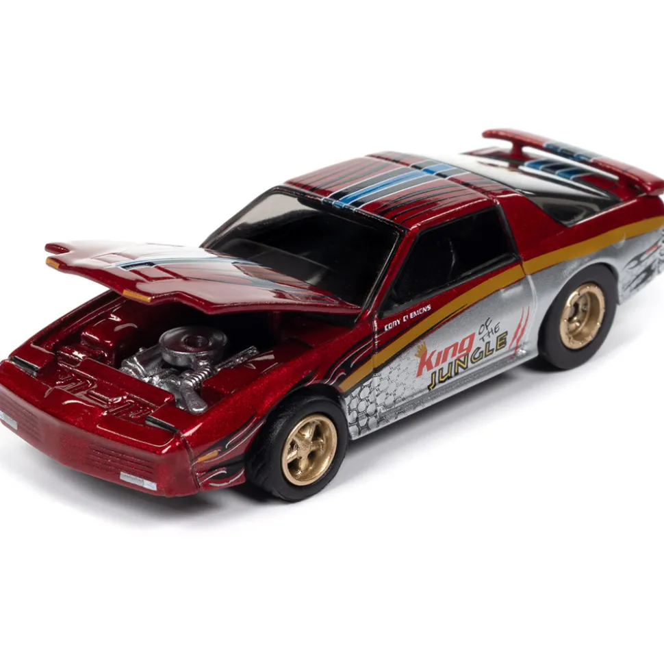 1987 Pontiac Trans Am King of the Jungle - Metallic Red w/Silver & Gold 1:64 Scale Diecast Model Car by Johnny Lightning