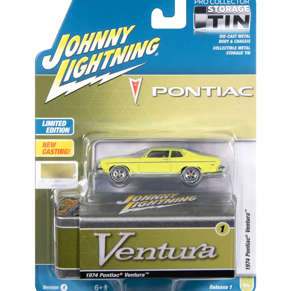 1974 Pontiac Ventura w/Tin - Fernmist Green 1:64 Scale Diecast Model Car by Johnny Lightning