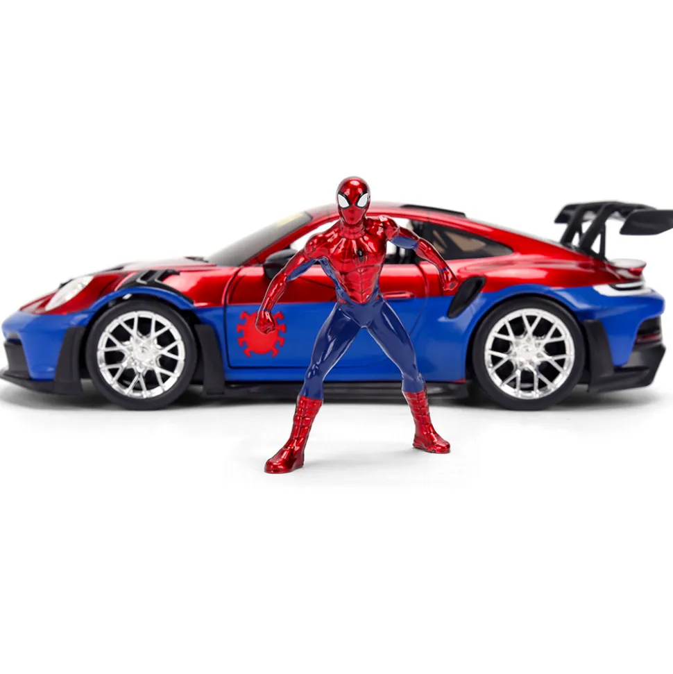 Porsche 911 GT3 RS w/SPIDER-MAN Figure 1:24 Scale Diecast Model Car by Jada Toys