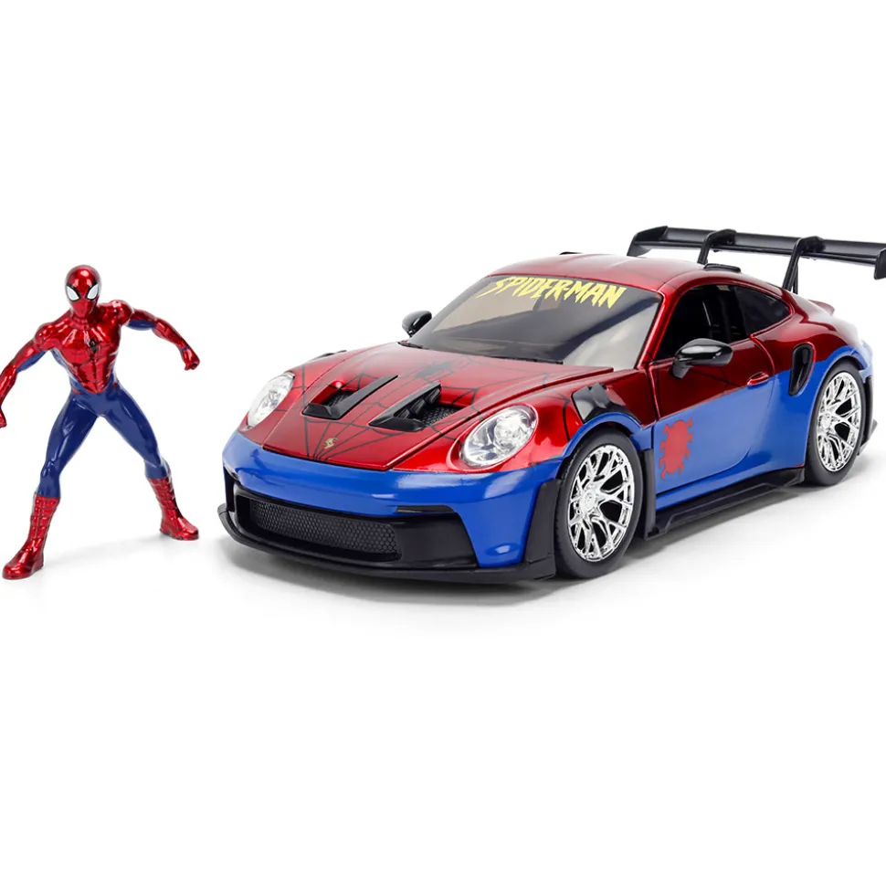 Porsche 911 GT3 RS w/SPIDER-MAN Figure 1:24 Scale Diecast Model Car by Jada Toys