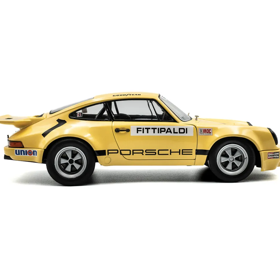 1974 Porsche 911 IROC #1 Fittipaldi - Yellow 1:18 Scale Diecast Model Car by Solido