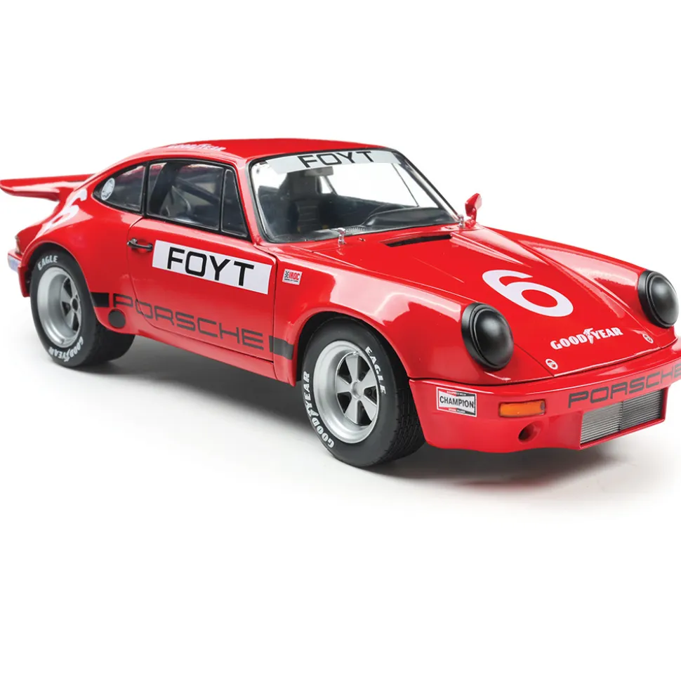 1974 Porsche 911 IROC Red #6 - Foyt IROC Daytona 1:18 Scale Diecast Model Car by Solido