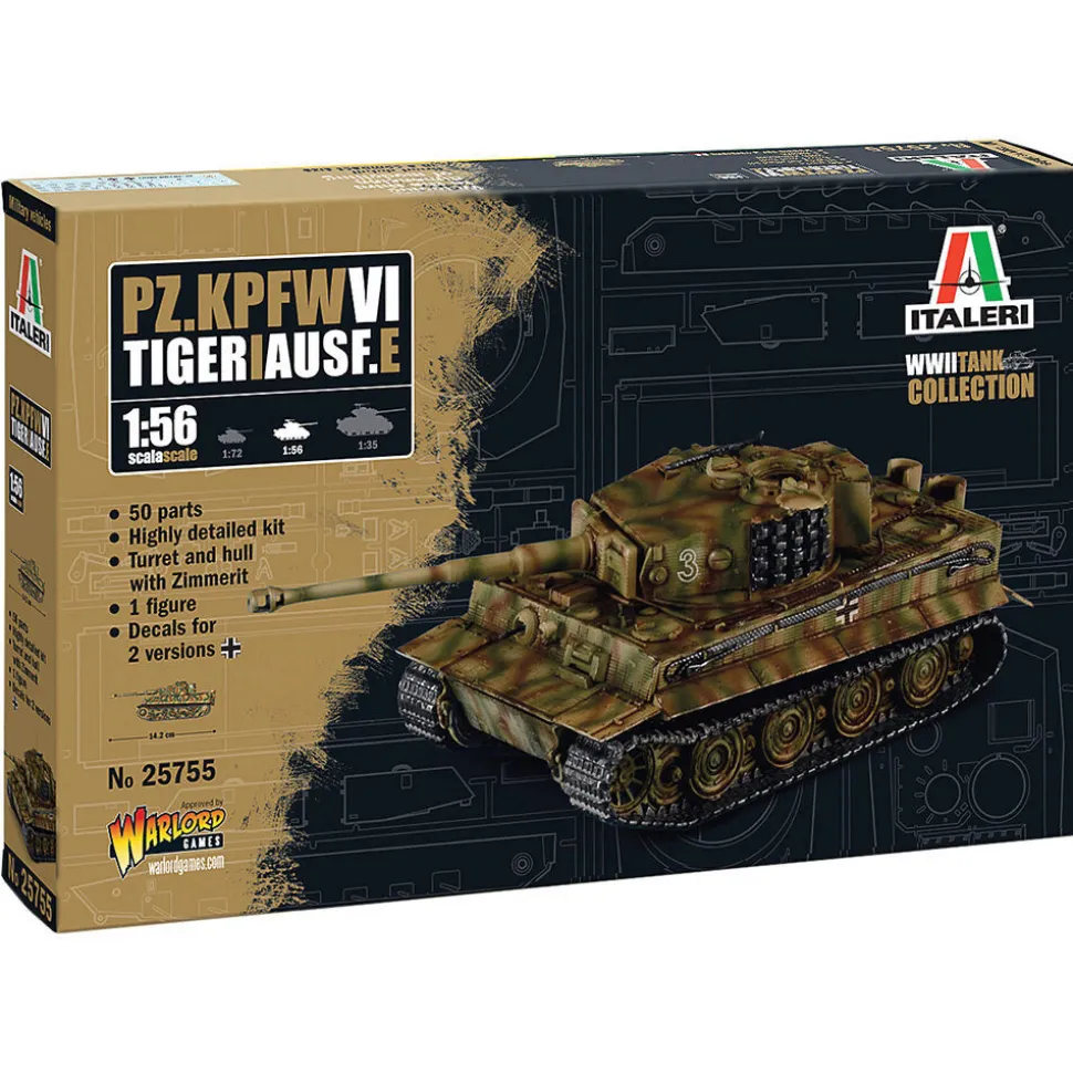 PZ.KPFW. VI TIGER I 1/56 Kit Italeri (25755) 1:56 Scale Plastic by Italeri