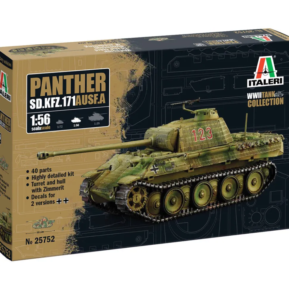 Sd. Kfz. 171 Panther Ausf. A 1/56 Kit 1:56 Scale Plastic Model Kit by Italeri