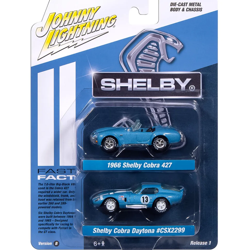 Shelby Cobra 50th Continuation Car & Shelby Cobra Daytona - Chrome 1:64 Scale Diecast Model Car by Johnny Lightning