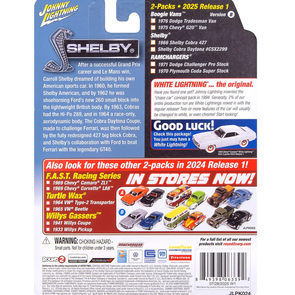 Shelby Cobra 50th Continuation Car & Shelby Cobra Daytona - Chrome 1:64 Scale Diecast Model Car by Johnny Lightning