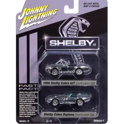 Shelby Cobra 50th Continuation Car & Shelby Cobra Daytona - Viking Blue 1:64 Scale Diecast Model Car by Johnny Lightning